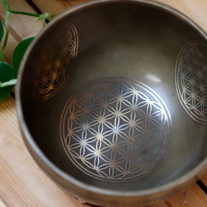 Bol tibétain gravé 16 cm fleur de vie